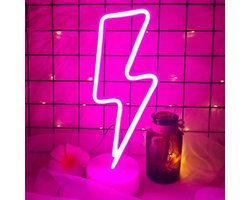 foto van Dicadore - Neon Wandlamp Bliksem - Roze - LED - Neon Verlichting - Sfeerverlichting - Led lamp - Neonlicht - Neon lamp