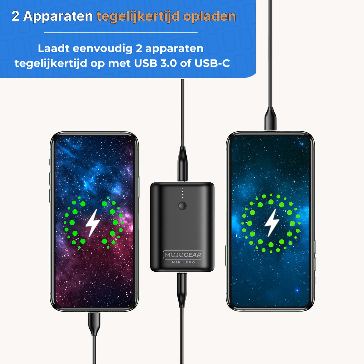MOJOGEAR Mini EVO Powerbank 10.000 mAh Zwart - afbeelding 3