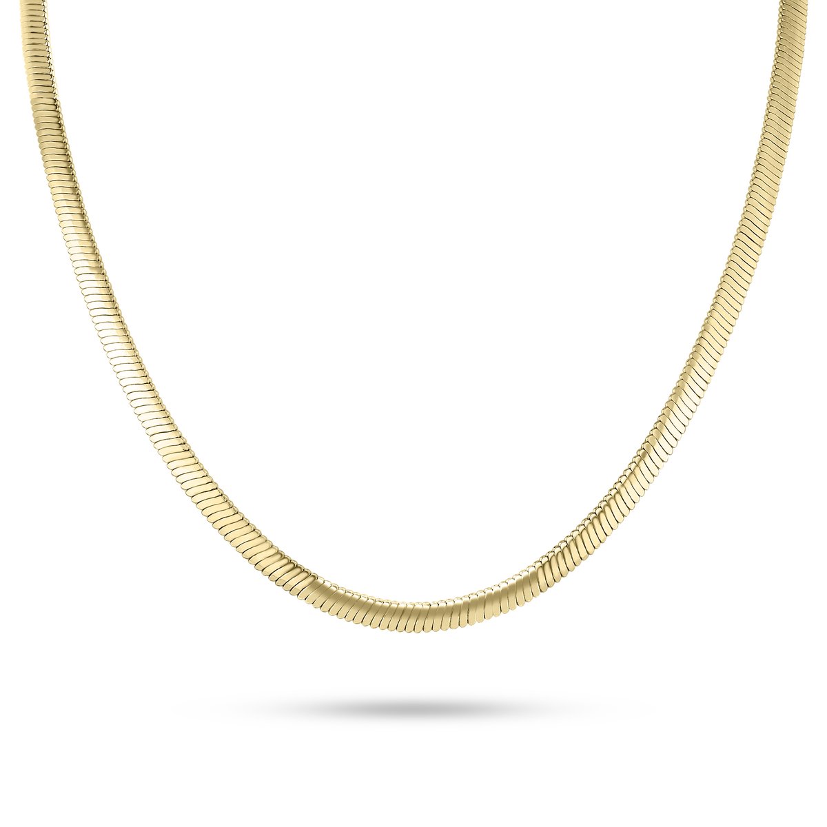 Gisser Jewels - Dames - Slangenketting - C013Y - Goud Verguld 925 Zilver - 42 + 5 cm