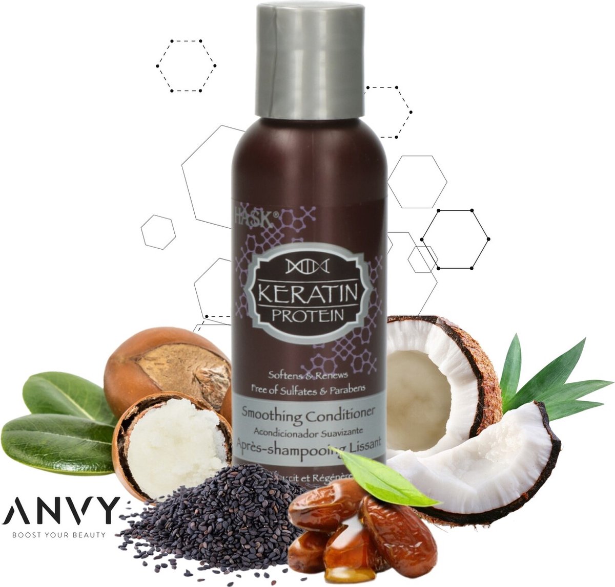 Hask Conditioner Travelsize Keratin Protein Smoothing Conditioner - Proteineboost - Geen sulfaten - Voor een gezonde gloed - Extra glans