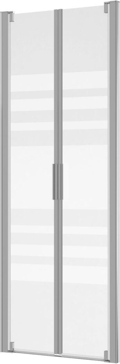 Allibert LAJA – 2 pendeldeuren streep glas, Chroom profiel 86-91 x 200 cm