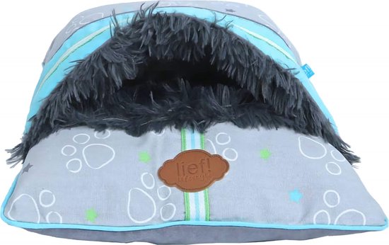 lief! Boys ligkussen met slaapzak voor hond of kat - Maat S: 50x40 cm