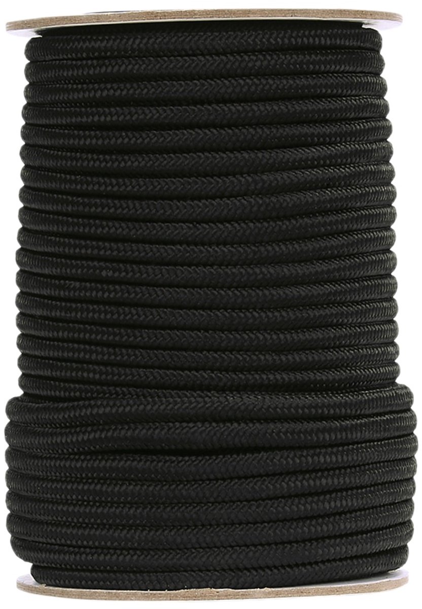 101 Inc 60M - Paracord - 7 MM - Zwart