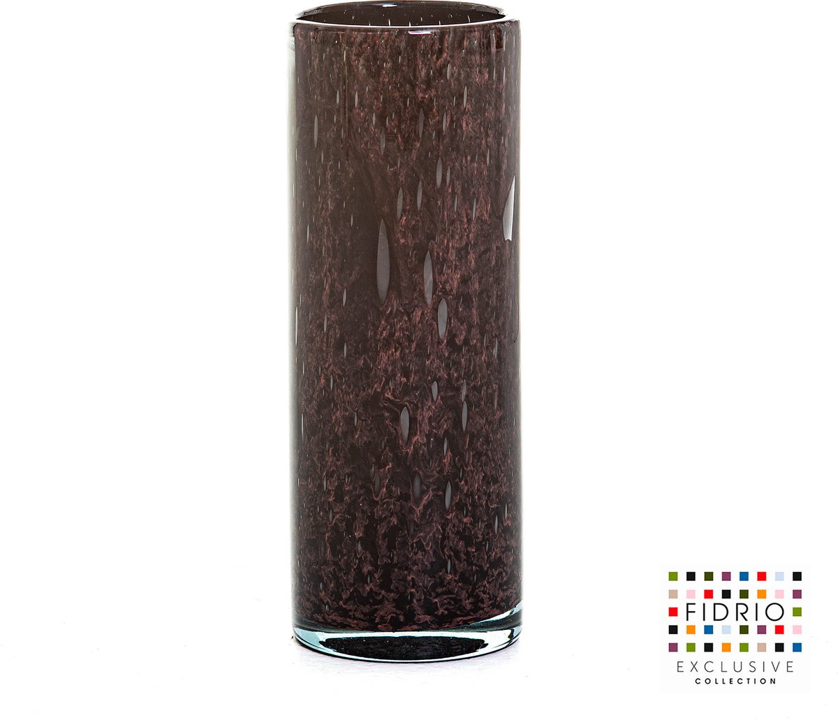 Fidrio Glas Fidrio - Vaas - Wild Berry - Cilinder - Hoogte 32 cm Paars zwart