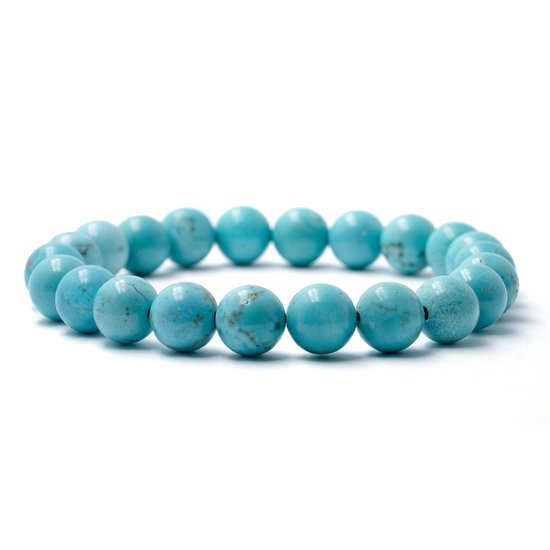 Bixorp Gems Turkoois Edelstenen Armband - Gepolijste Edelsteen Kralenarmband - 20cm