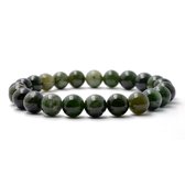 Bixorp Gems - Bracelet de pierres précieuses de jade canadien vert - Bracelet vert foncé poli