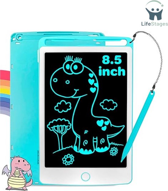 Foto: Lifestages digitaal notitieblok lcd schrijftablet met stylus elektronisch grafisch tekenen uitwisbaar draagbaar kladblok voor kinderen leren kleur blauw roze zwart