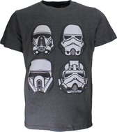 Star Wars Storm Trooper T-Shirt Vier Maskers Grijs  - Officiële Merchandise