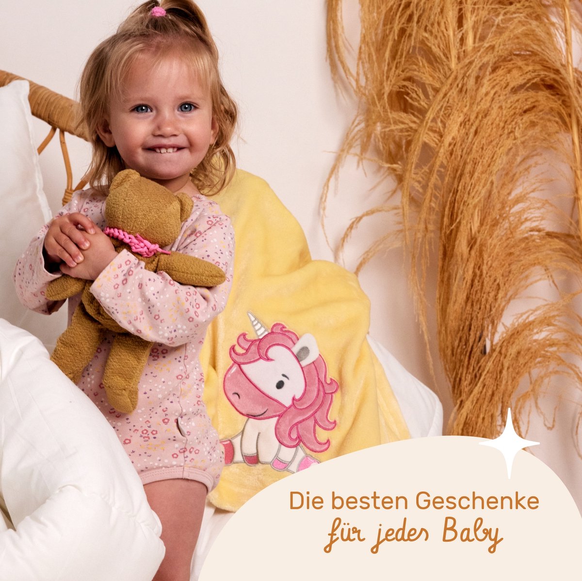 Be Mammy Babydeken - Dekbed - Kinderdeken - Wiegdeken - Dekentje Baby - 76 x 102 cm - Poeder roze - eenhoorn - BE-BE20-168-BBL — cadeau in Wonen & Interieur - foto 7