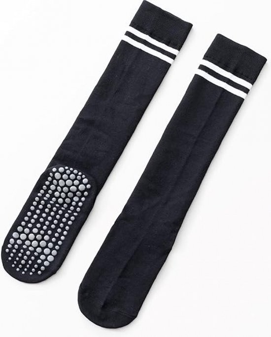 3 paar Zwart - Yogasokken met grip voor dames, antislip gekleurde, gevoerde kniehoge sokken tot over de kuit voor barre balletdans - yogasokken tot halverwege de kuit van Ozaiic — afbeelding 2