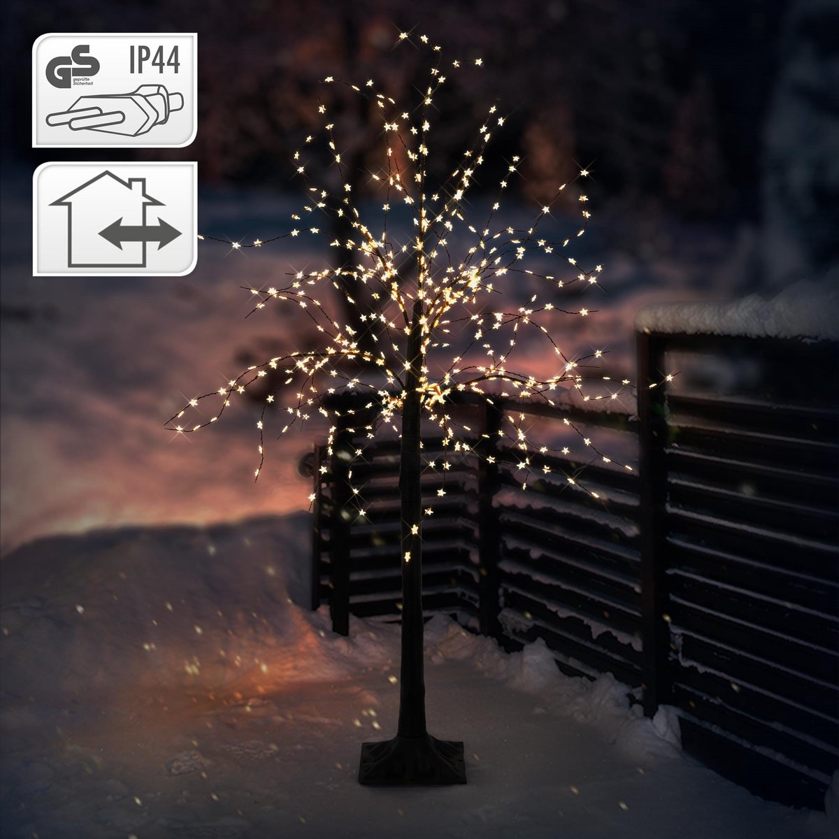 ECD Germany LED-boom 150 cm met 600 warmwitte LED's, kunstkerstboom, lichtboom met stervormige lampjes, decoratieve boom voor kerst, flexibele takken, kerstdecoratie voor binnen & buiten IP44 – foto 4