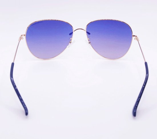 WK Apeirom TAC Polarzied UV400 zonnebril-Hoge kwaliteit met gouden zinc alloy Frame-TAC polarized UV400m lens met anti reflectie laag met sterk flexibel vederlicht montuur-100% verwering van UVA,UVB,UVC- Goud montuur met Gradient Purple TAC lens van WK — afbeelding 3