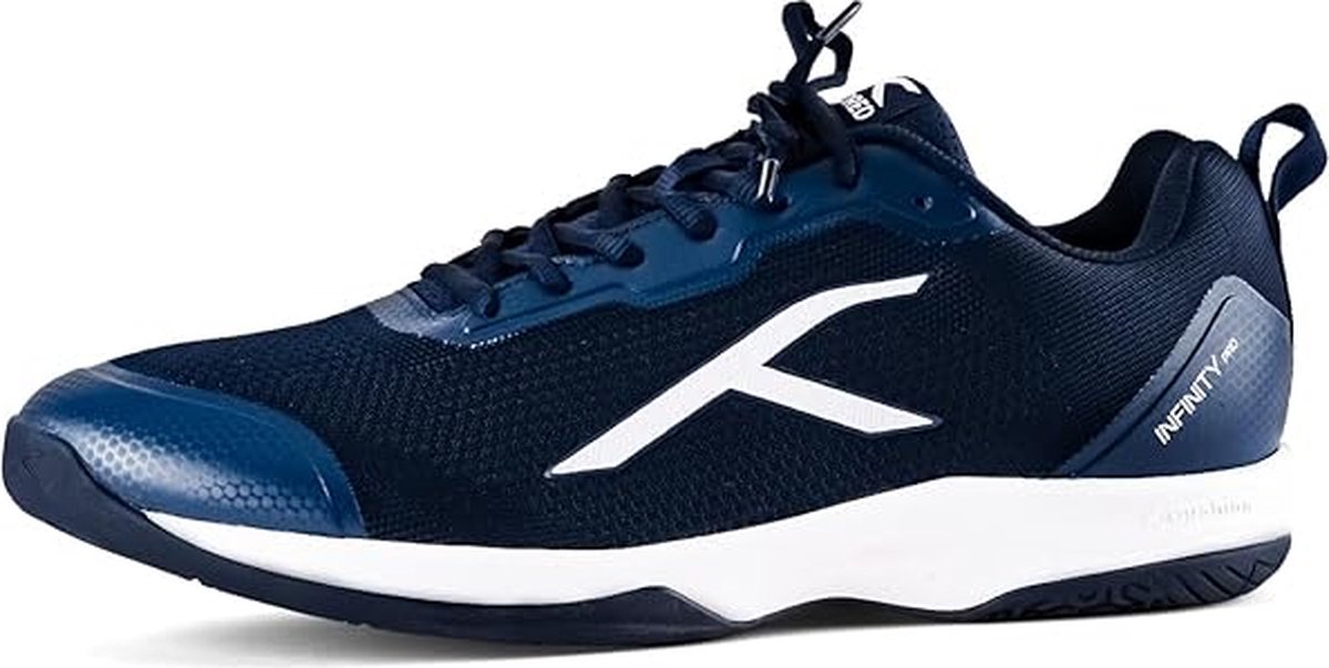 Hundred Infinity Pro Badminton Schoenen Indoor Sport Schoeisel Navy & Wit Lichtgewicht Niet-markerende Zool Anti-slip Grip & Dempende Tussenzool Ademend Gebreid Bovenwerk