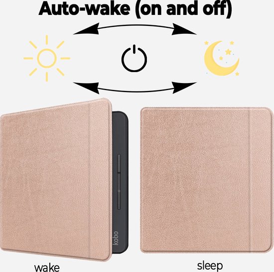 Lunso Geschikt voor Kobo Forma hoes (8 inch) - sleepcover - Rose Goud van Lunso — afbeelding 5
