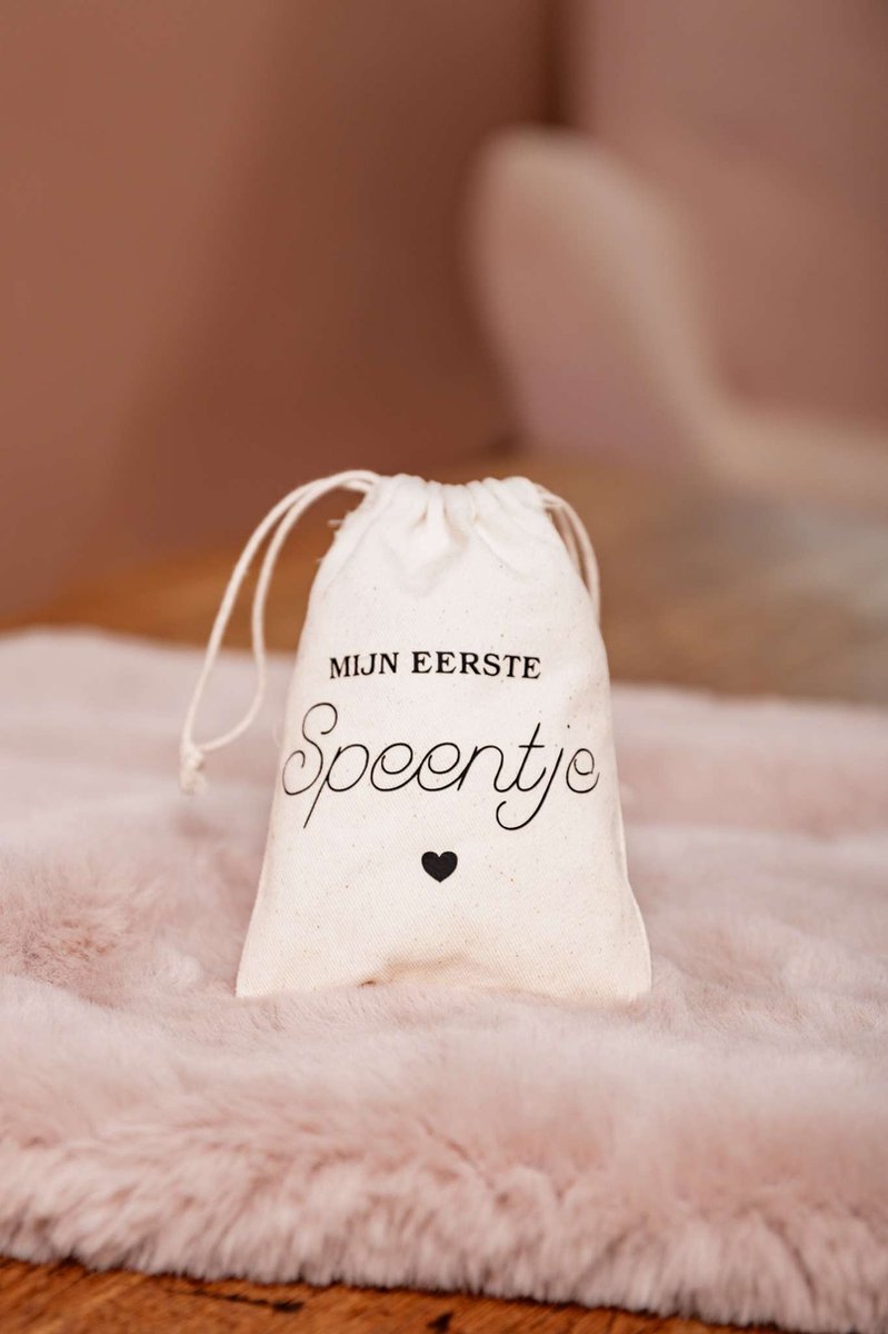 Goedkoopste Bewaarzakje mijn eerste speentje - kraamcadeau - babyshower cadeau - linnen zakje