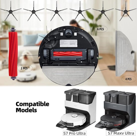 Set van 26 reserveonderdelen voor Roborock S7 Pro Ultra, S7 MaxV Ultra