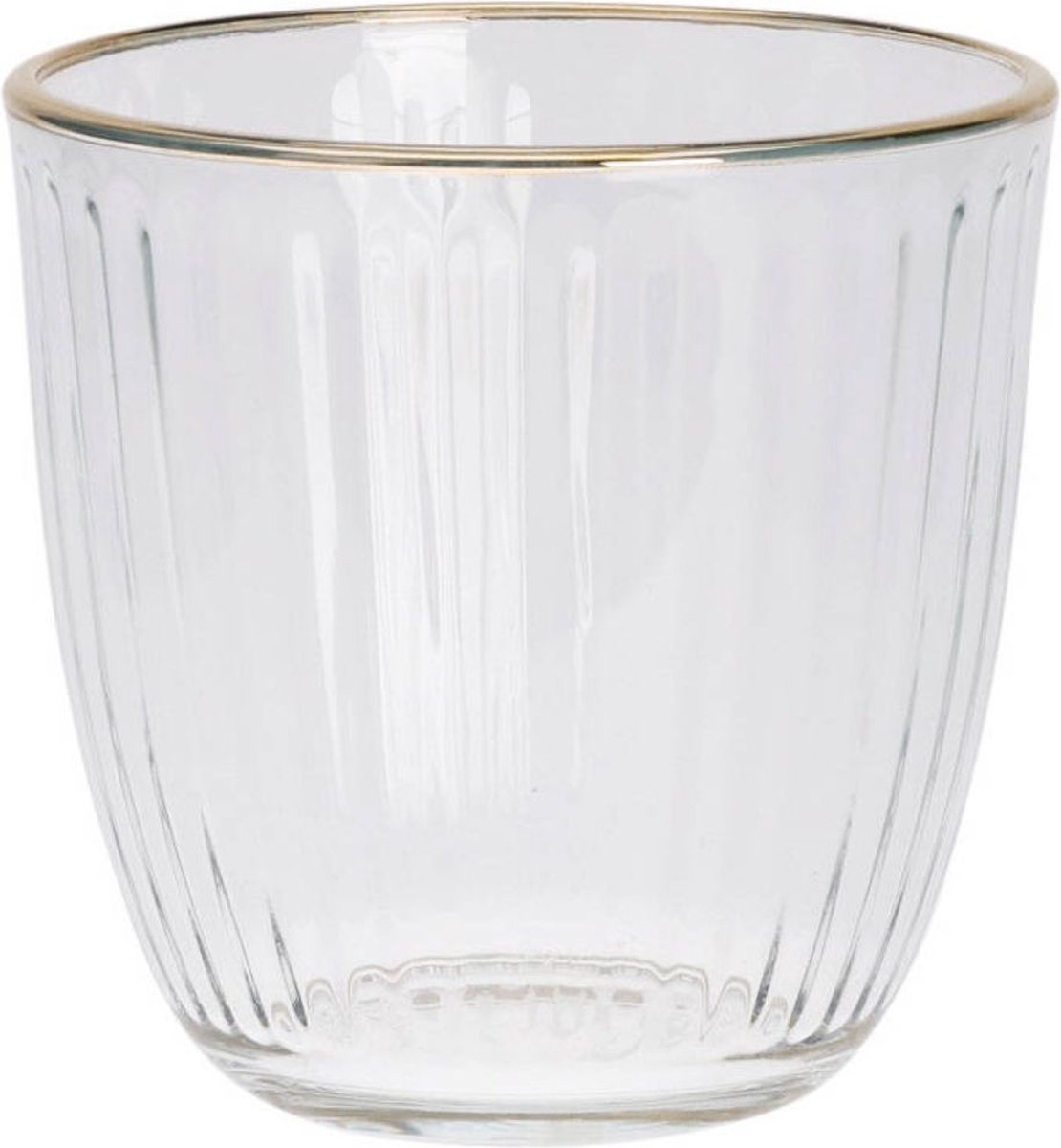 Geribbelde glazen met gouden rand, 295 ml