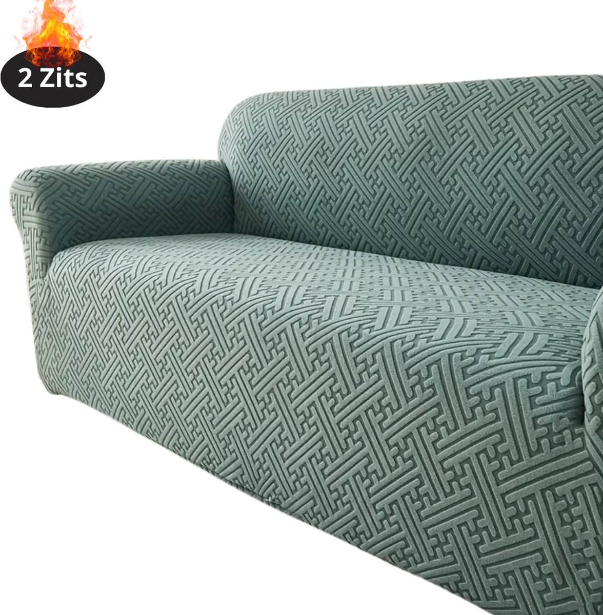 Bovista Bankhoes - Bankbeschermer - Stretch - Sofa Cover - Effen - Groen - 2 Zits