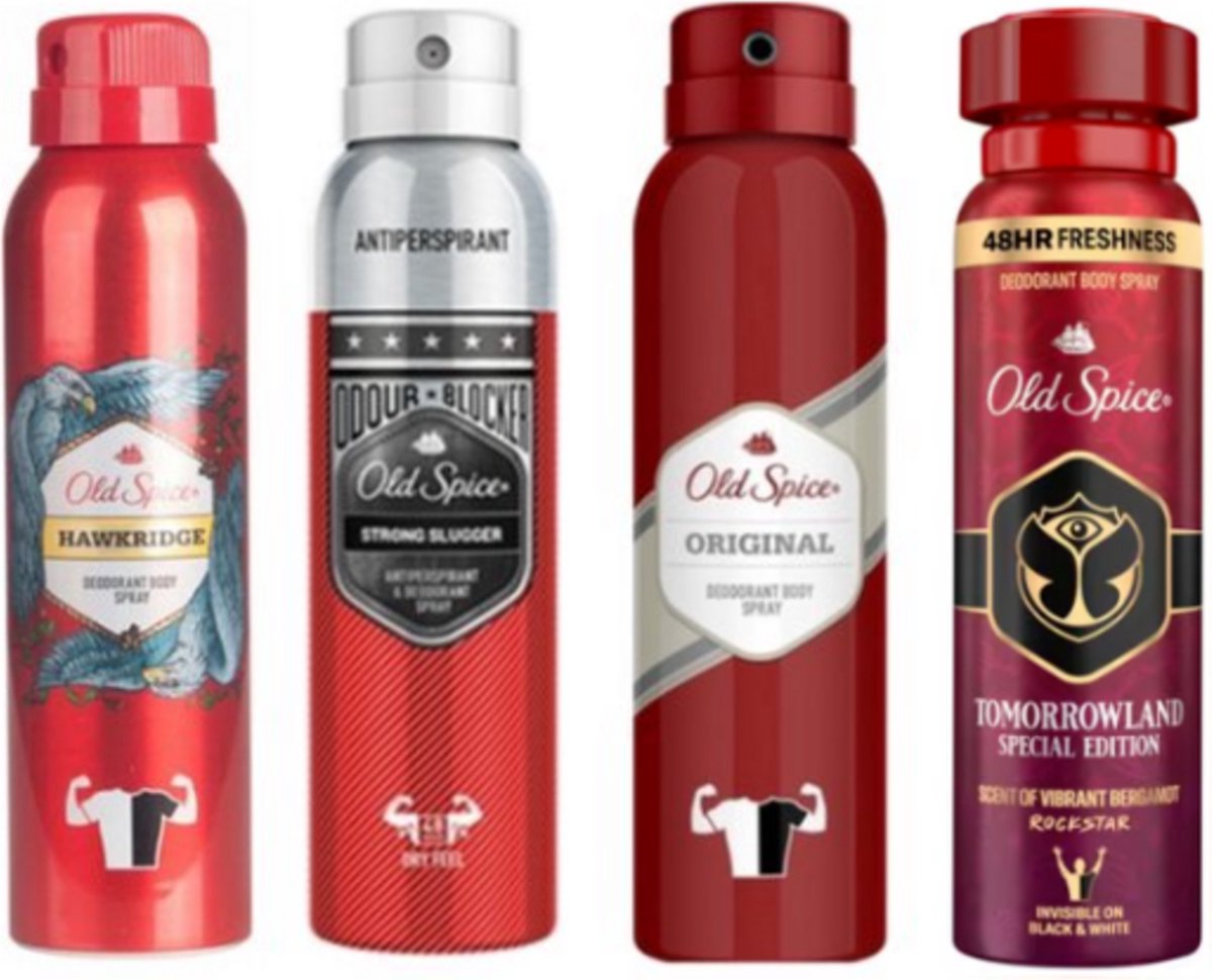 Goedkoopste Old Spice Deo spray mix wild collection (Bearglove, Original, Strong Slugger, Captain, White Wolf Hawkridge