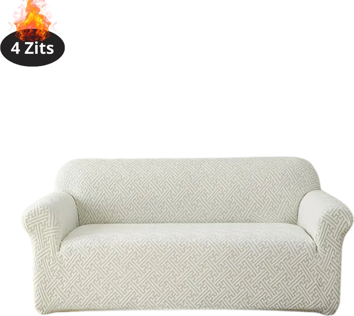 Bovista Bankhoes - Bankbeschermer - Stretch - Sofa Cover - Effen - Wit - 4 Zits