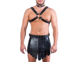 2-delige BDSM Harnas + Rok - Heren outfit - Leder - Verstelbaar - Riemen en gespen