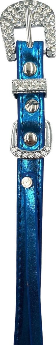 Kattenhalsband / Kleine Hondenhalsband - Glanzende Look met Diamanten Gesp - Blauw - Diameter 8,5 CM - Lengte 32 CM - Breedte 1,5 CM