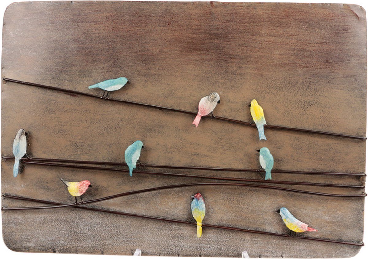 Metalen Muurdecoratie Vogels op Draad