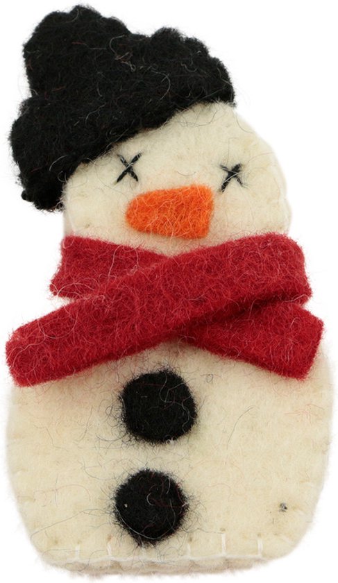 Vilt sneeuwpop broche uit Nepal