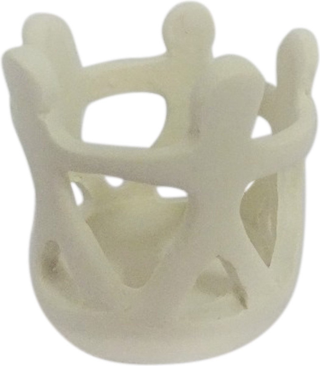 Waxinelichthouder - Vriendenkring creme polystone 6cm - Polystone Sawahasa  - Thailand - Fairtrade