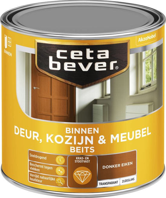 Cetabever - Binnenbeits Deur, Kozijn & Meubel Transparant Zijdeglans - Donker eiken - 250 ML