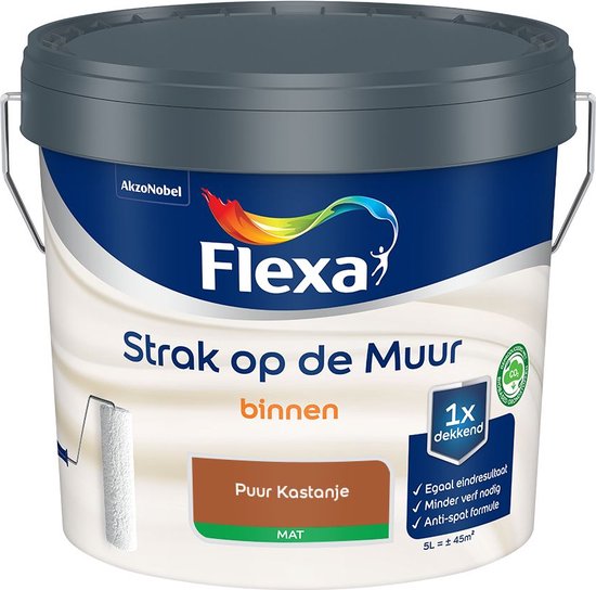 Flexa - Strak op de muur - Muurverf - Mengcollectie - Puur Kastanje - 5 Liter