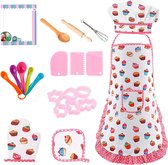 Set Cuisine Enfant 30 Pièces - Tablier Chef + Accessoires Pâtisserie Bois & Inox - Cadeau Idéal Anniversaire Noël