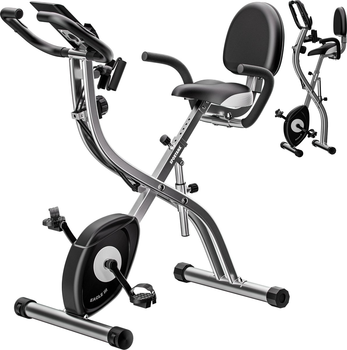 Afbeelding 2 van Sportana Hometrainer Eagle 3 - Inklapbaar 10 Niveaus – Zilver Zwart