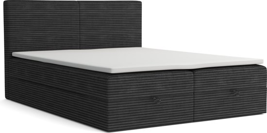 Foto: Meuba home la perla boxspring zwart 200x200 stof met topper 8cm
