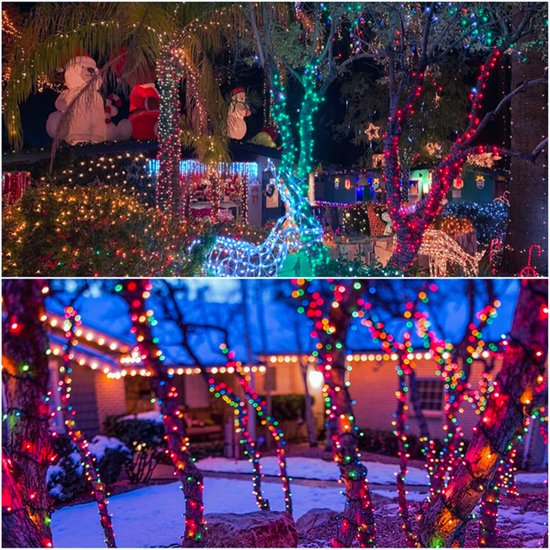 POWZOO Lichtsnoer voor buiten, 50 m, 500 leds, kerstverlichting voor buiten, 8 modi, afstandsbediening, timer, IP44 uitbreidbaar, lichtketting voor binnen, kerstdecoratie, feest, bruiloft, tuin (50 m
