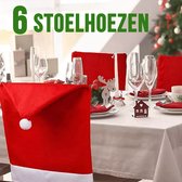 Allernieuwste .nl® 6 pièces Housses de siège de Noël - Décoration de Chaise Chapeau de Père Noël - Housse de Décoration de Chaise de Dîner de Noël - Housse de Dossier Housse de Chaise - 62x50 cm Rouge et Wit