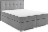 Bol.com Meuba Home - Antwerp Boxspring - Grijs - 180x200 - Stof - Met topper 8cm aanbieding
