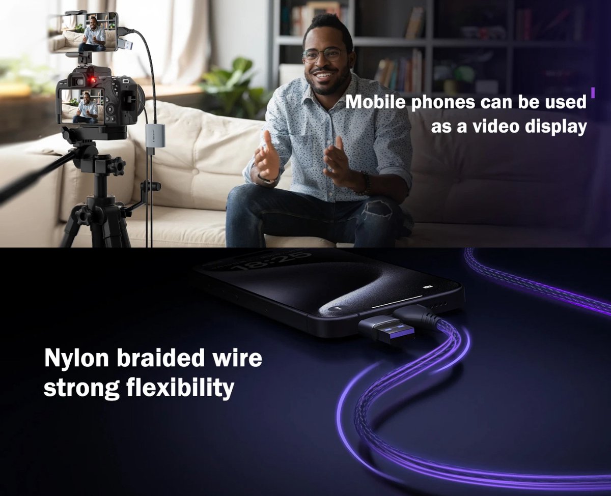 Lemorele AC07 Video Capture Card - 1080P60Hz - HDMI Loop-Out - USB-A & USB-C - Plug & Play thumbnail 5