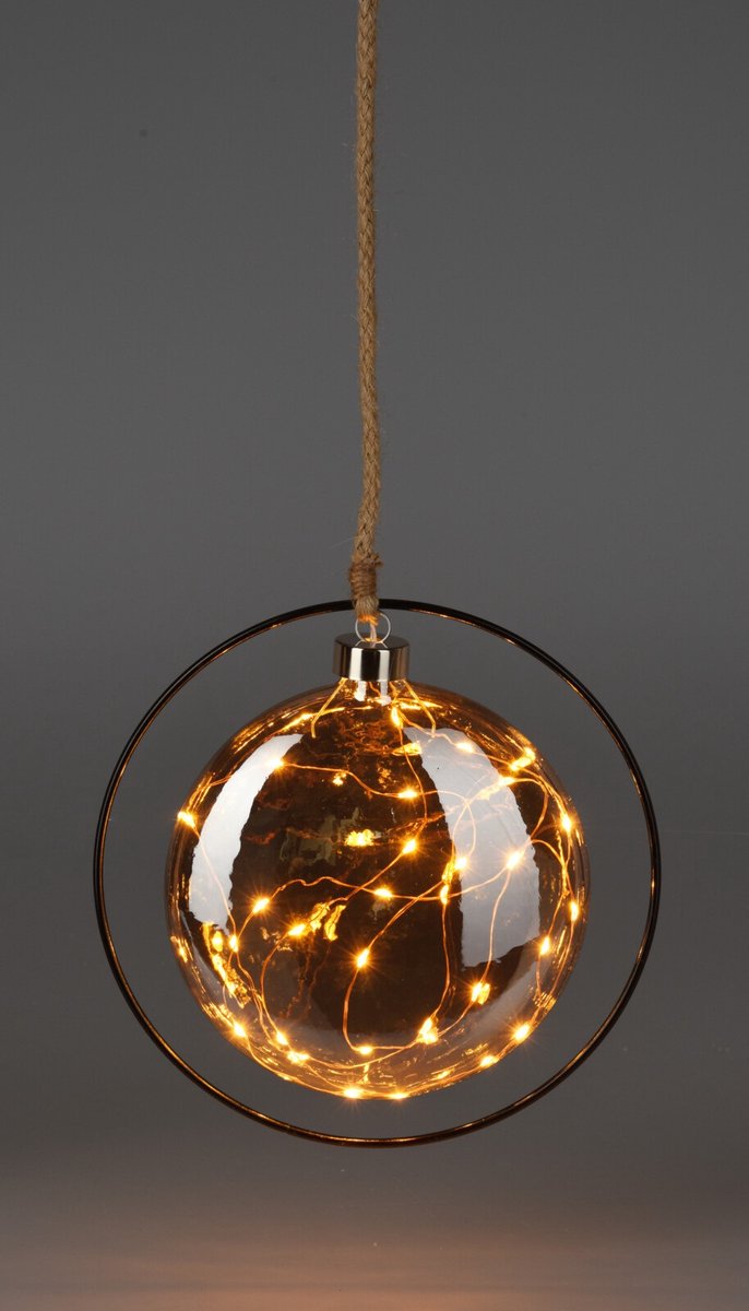 Kerstbal - Ø 15 cm - Led -Touw - met timer - kerstballen - kerst - kerstverlichting