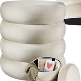 tectake® Kruk met Opbergruimte van Fluweel - Draagvermogen tot 300 kg - Gevoerde Zitting met Afneembaar Deksel - Ook te Gebruiken als Bijzettafel - Rond - donkergrijs