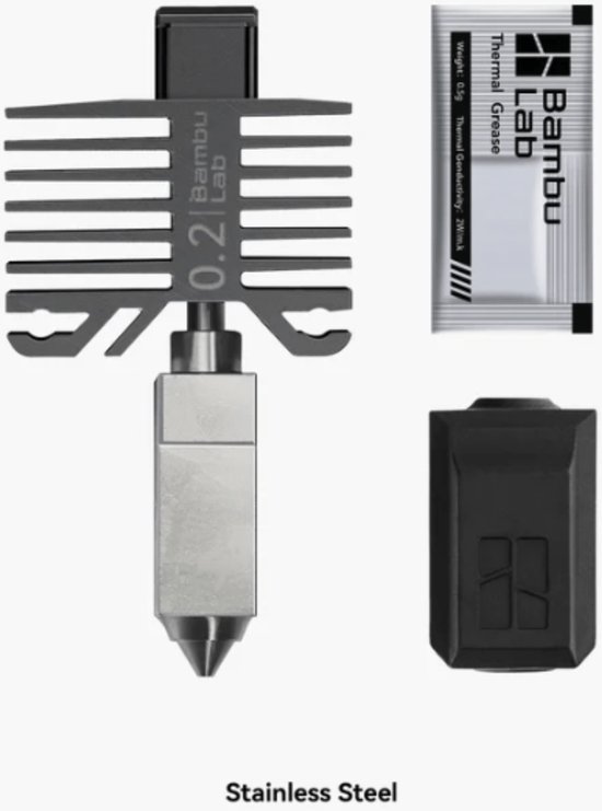 Bambu Lab 0.2mm Hotend met RVS Nozzle X1 & P1 series