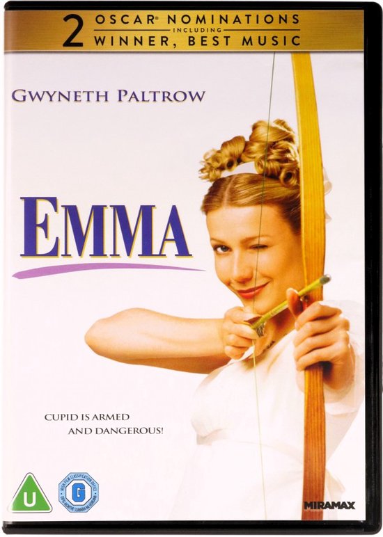 Gwyneth Paltrow als Emma met een boog en pijl, 2 Oscar Nominaties, Winnaar Beste Muziek.