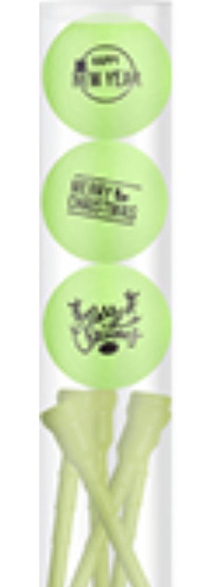 Golfballen Gift Set Merry Christmas-Happy Newyear Groen Inclusief Tees