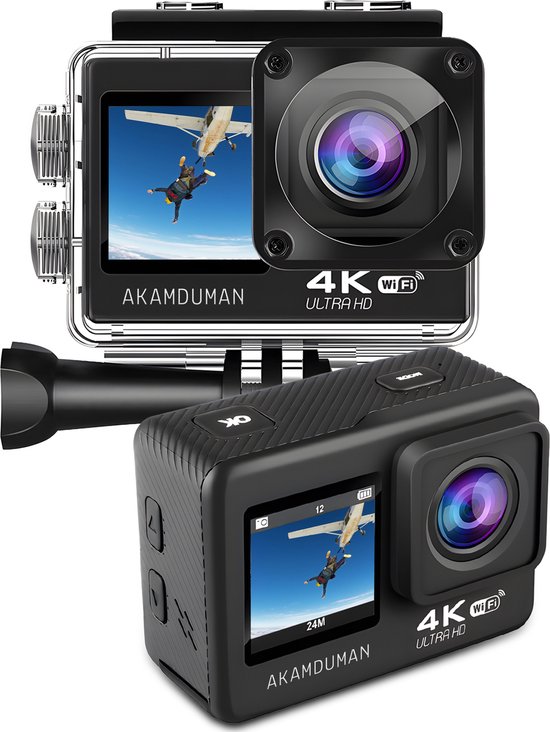 Akamduman action camera 4K 24MP 60fps – inclusief SD-kaart en accessoires