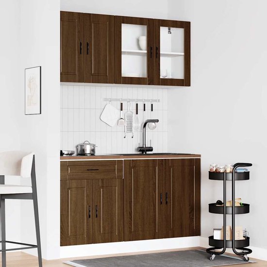 vidaXL - Ensemble de 4 meubles de cuisine - Porto - Finition - Bois - Marron - Couleur chêne