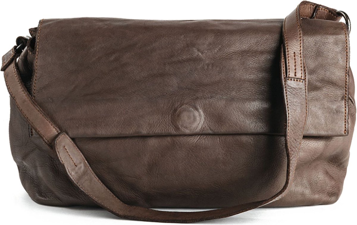 HAROLD'S Leren Schoudertas Submarine Handbag Flap Brown Donkerbruin