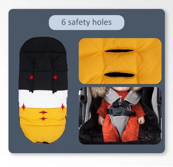 Bloominggoods® Voetenzak - Universeel - Voetenzak voor Kinderwagen/Buggy - 0-24 Maanden - Zwart - Warm en Windproof - 4 Openingen - 2 Ritsen - Zwart - Flanel - Warm en Wasbaar van Bloom — afbeelding 5