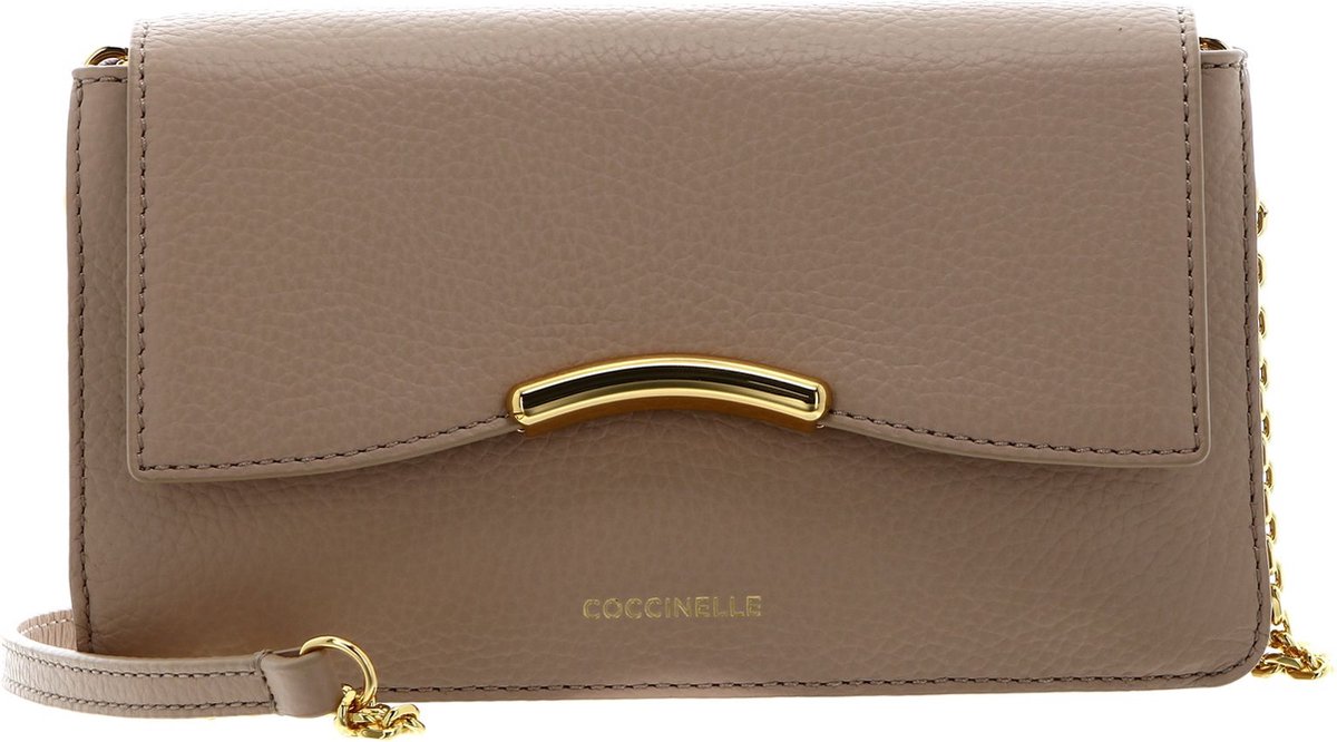 COCCINELLE Leren clutch schoudertas Mini Bag Grained Leather Toasted beige