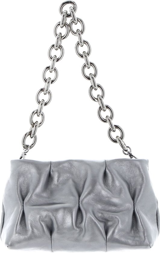 COCCINELLE Cuir Sac à épaule Sac à main Ophelie Goodie Rock Handbag Craquele Leather Silver Argenté
