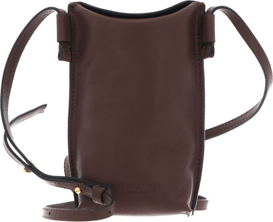 Marc O'Polo Leren Telefoontasje Schoudertas Gladys Cellphone Bag Chocolate Brown Bruine